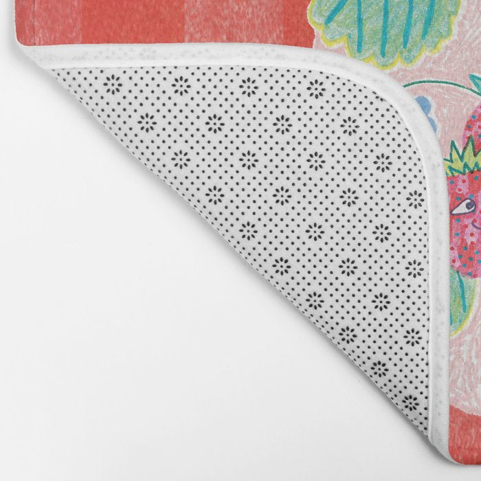 Sweet Strawberry Plant Friends in Red & Pink Bath Mat Gallery Image 2