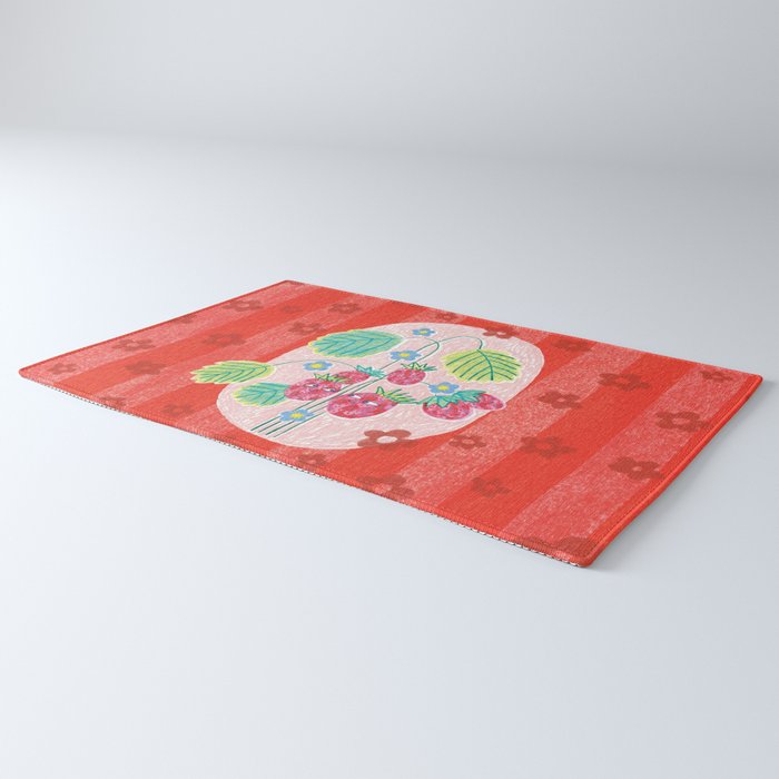 Sweet Strawberry Plant Friends in Red & Pink Rug Gallery Image 3