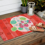 Sweet Strawberry Plant Friends in Red & Pink Outdoor Rug Gallery Image 2