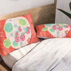 Sweet Strawberry Plant Friends in Red & Pink Pillow Sham Gallery Image 2