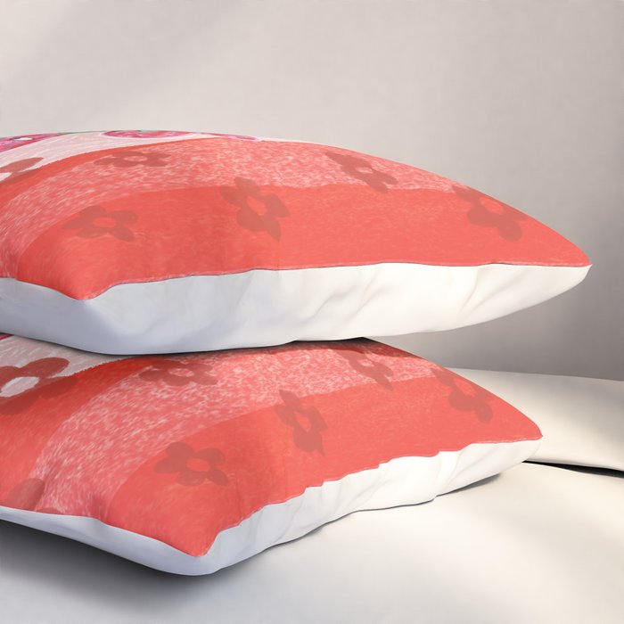 Sweet Strawberry Plant Friends in Red & Pink Pillow Sham Gallery Image 3