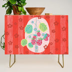 Sweet Strawberry Plant Friends in Red & Pink Credenza Gallery Image 1