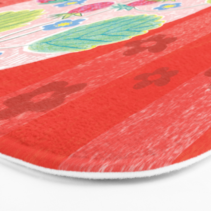 Sweet Strawberry Plant Friends in Red & Pink Bath Mat Gallery Image 3