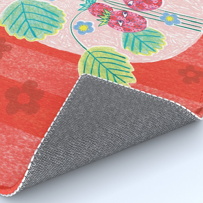 Sweet Strawberry Plant Friends in Red & Pink Rug Gallery Image 4
