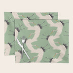 Japanese Cranes on Sage Green Background Placemat Gallery Image 1