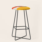 Colorful Mid Century Modern Abstract Fun Shapes Patterns Space Age Orange Yellow Orbit Bubbles Stool Gallery Image 1