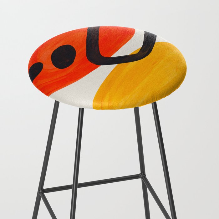 Colorful Mid Century Modern Abstract Fun Shapes Patterns Space Age Orange Yellow Orbit Bubbles Stool Gallery Image 2