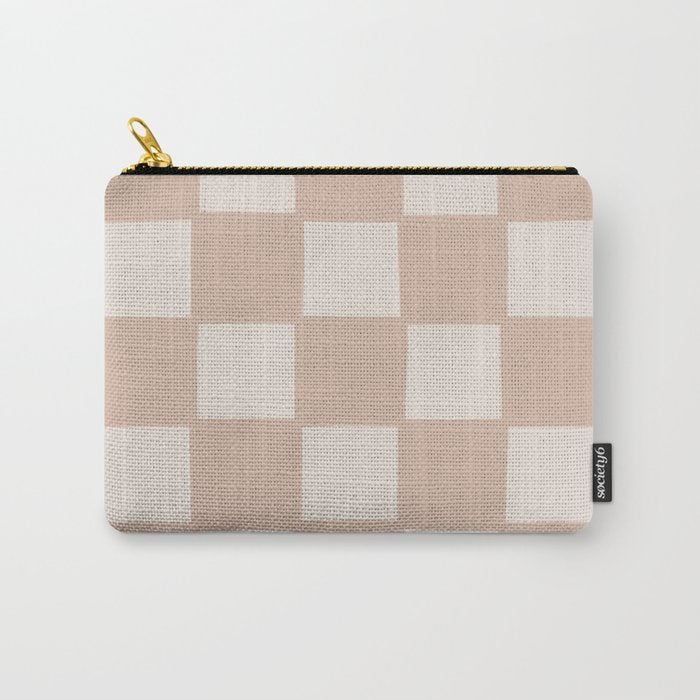 Playful check in sandy beige Carry All Pouch Gallery Image 1