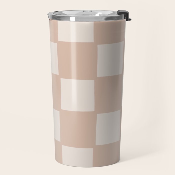 Playful check in sandy beige Travel Mug Gallery Image 2