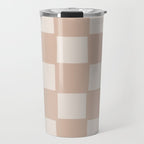 Playful check in sandy beige Travel Mug Gallery Image 1