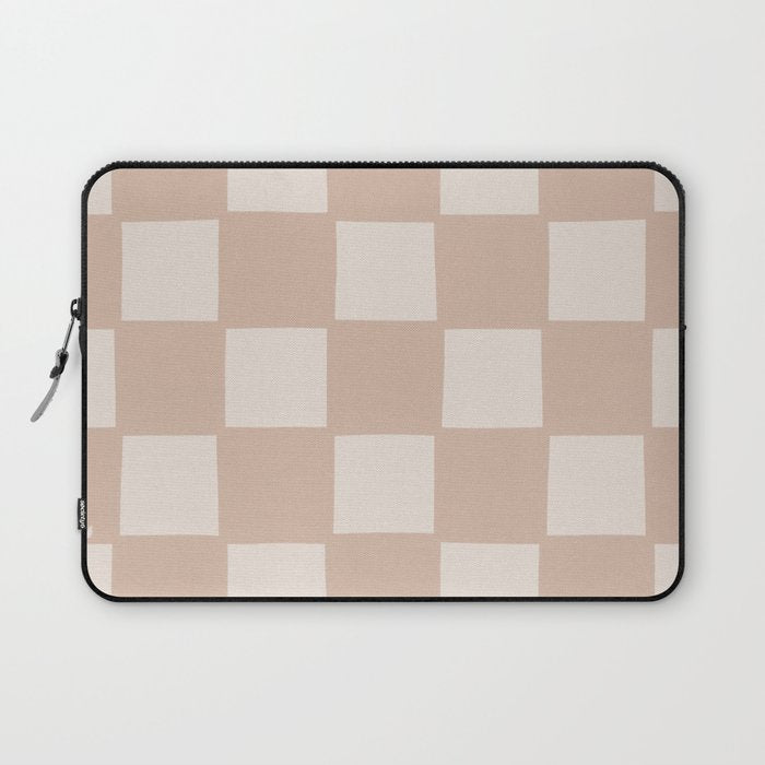 Playful check in sandy beige Laptop Sleeve Gallery Image 1