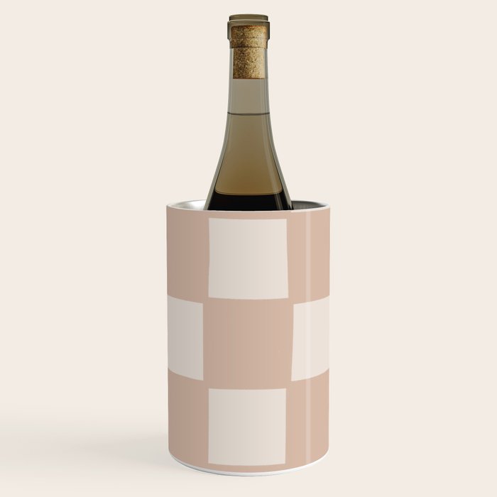 Playful check in sandy beige Wine Chiller Gallery Image 1