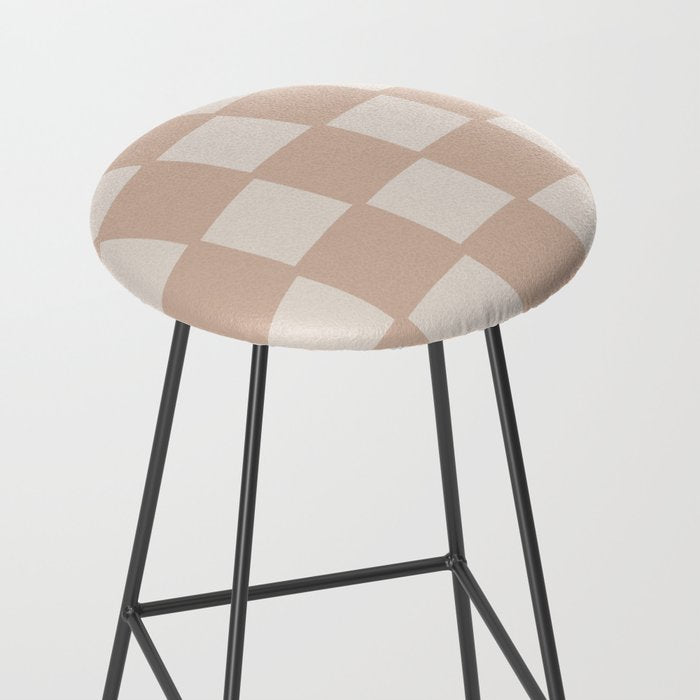 Playful check in sandy beige Stool Gallery Image 2