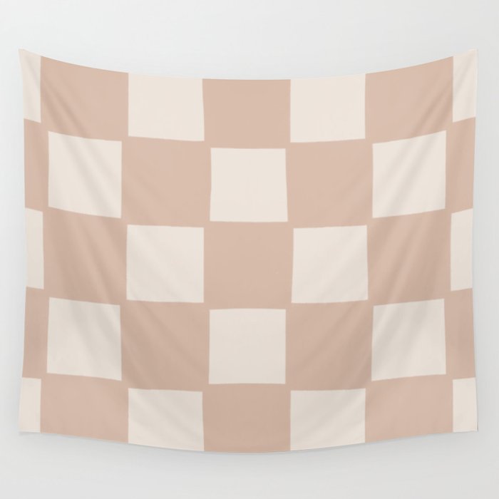 Playful check in sandy beige Wall Tapestry Gallery Image 4