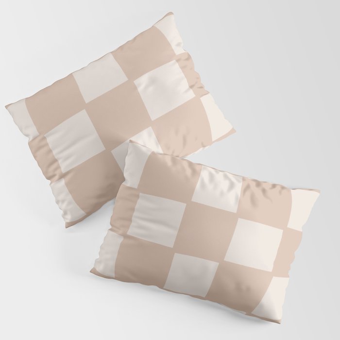 Playful check in sandy beige Pillow Sham Gallery Image 3