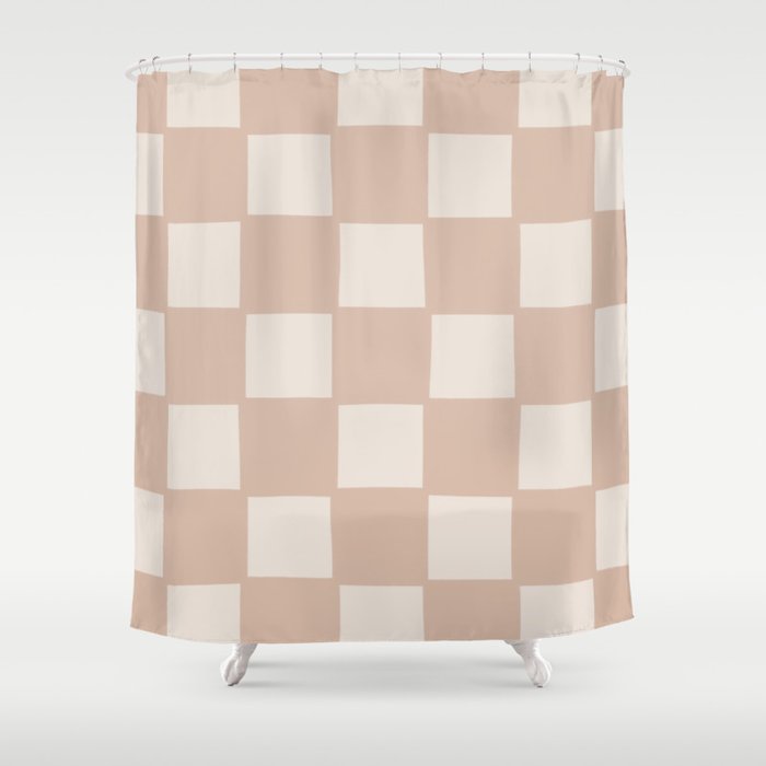 Playful check in sandy beige Shower Curtain Gallery Image 1