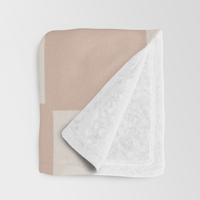 Playful check in sandy beige Throw Blanket Gallery Image 3