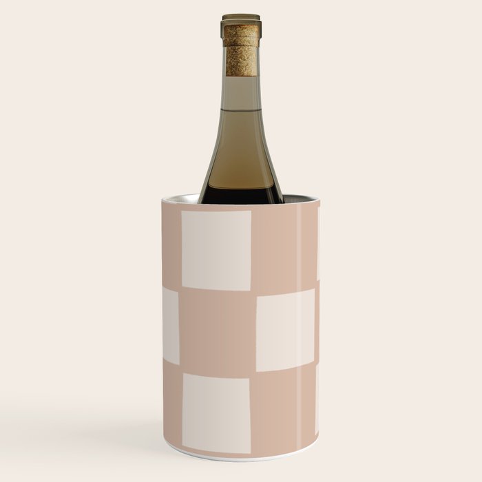 Playful check in sandy beige Wine Chiller Gallery Image 2
