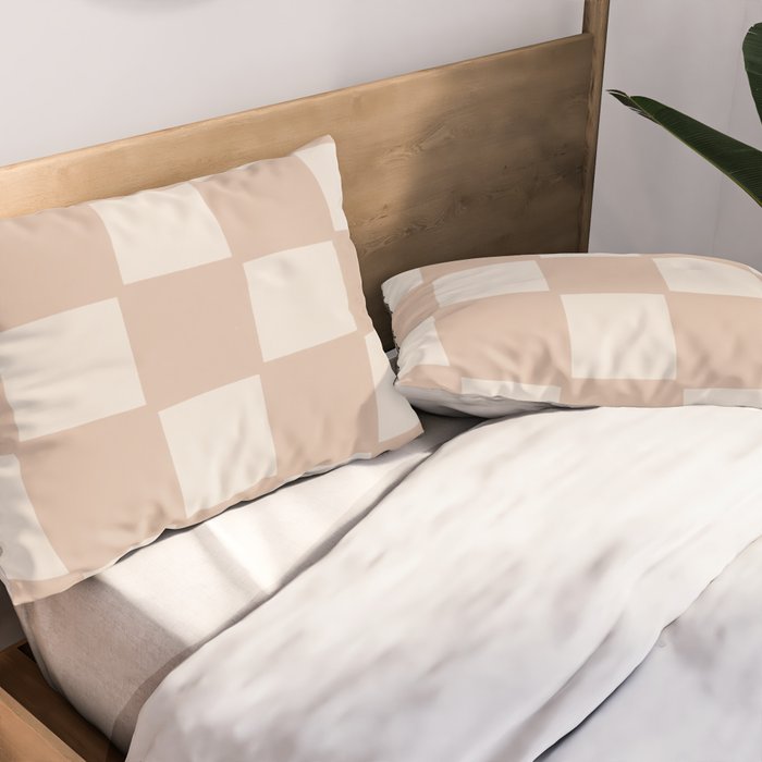 Playful check in sandy beige Pillow Sham Gallery Image 2