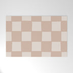 Playful check in sandy beige Welcome Mat Gallery Image 1