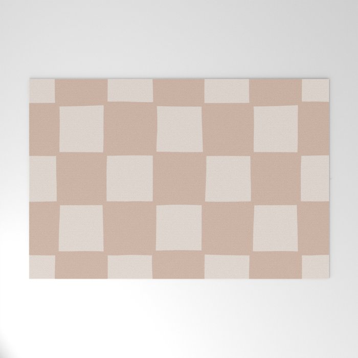 Playful check in sandy beige Welcome Mat Gallery Image 1