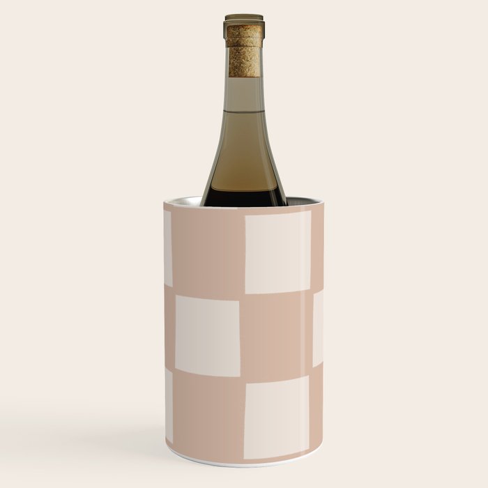 Playful check in sandy beige Wine Chiller Gallery Image 3