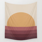 Minimal Retro Sunset Sunrise - Burgundy Ruby Red Wall Tapestry Gallery Image 4