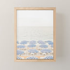 Blue Striped Umbrellas of the French Riviera | Nice, France beach photography Mini Art Print Gallery Image 1