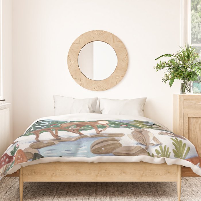Woodland animals in the Snowy Mountain Forest Duvet Cover Gallery Image 3