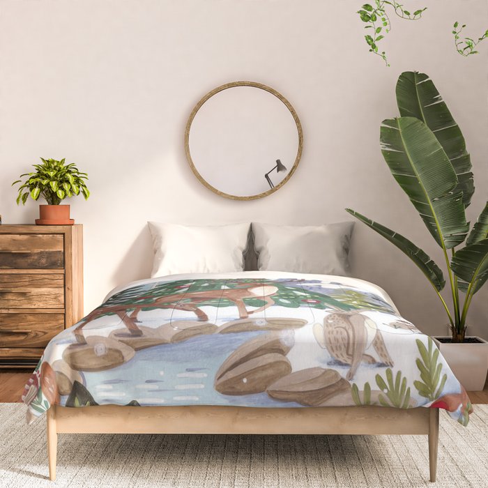 Woodland animals in the Snowy Mountain Forest Comforter Gallery Image 3