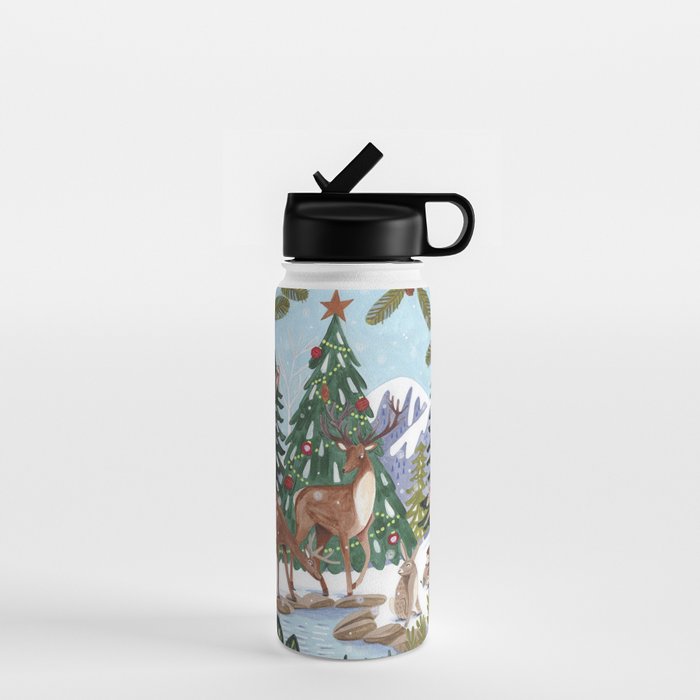 Woodland animals in the Snowy Mountain Forest Water Bottle Gallery Image 1
