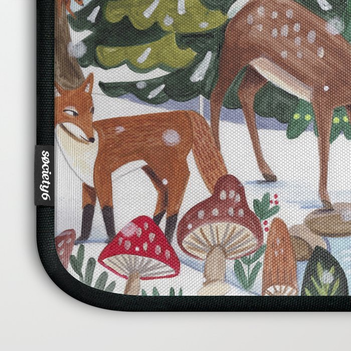 Woodland animals in the Snowy Mountain Forest Laptop Sleeve Gallery Image 3