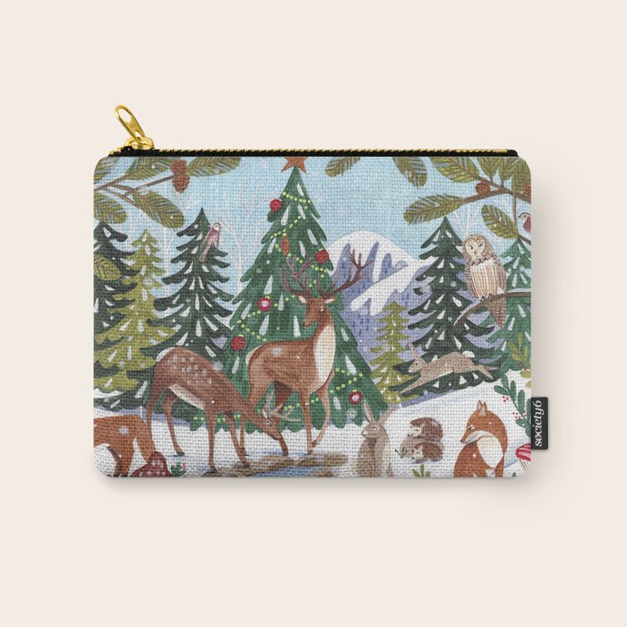Woodland animals in the Snowy Mountain Forest Carry All Pouch Gallery Image 1