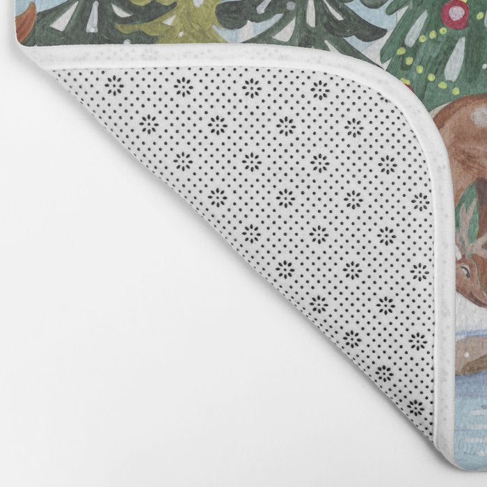 Woodland animals in the Snowy Mountain Forest Bath Mat Gallery Image 2