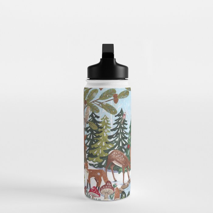 Woodland animals in the Snowy Mountain Forest Water Bottle Gallery Image 3
