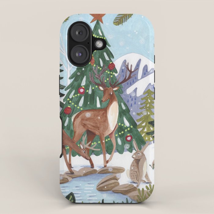 Woodland animals in the Snowy Mountain Forest iPhone Case Gallery Image 1