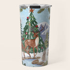 Woodland animals in the Snowy Mountain Forest Travel Mug Gallery Image 1
