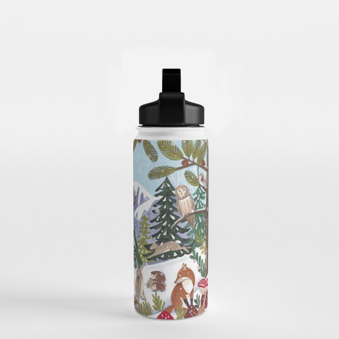 Woodland animals in the Snowy Mountain Forest Water Bottle Gallery Image 2