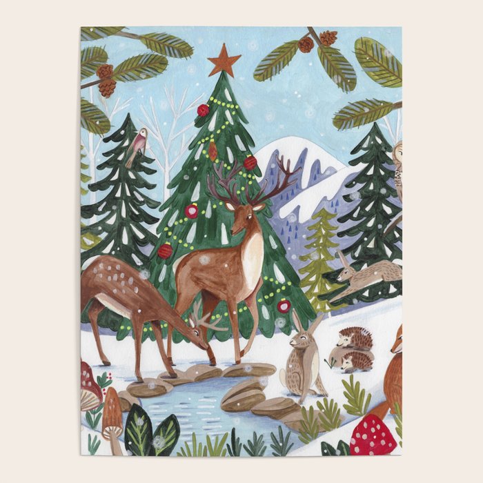Woodland animals in the Snowy Mountain Forest Poster Gallery Image 4