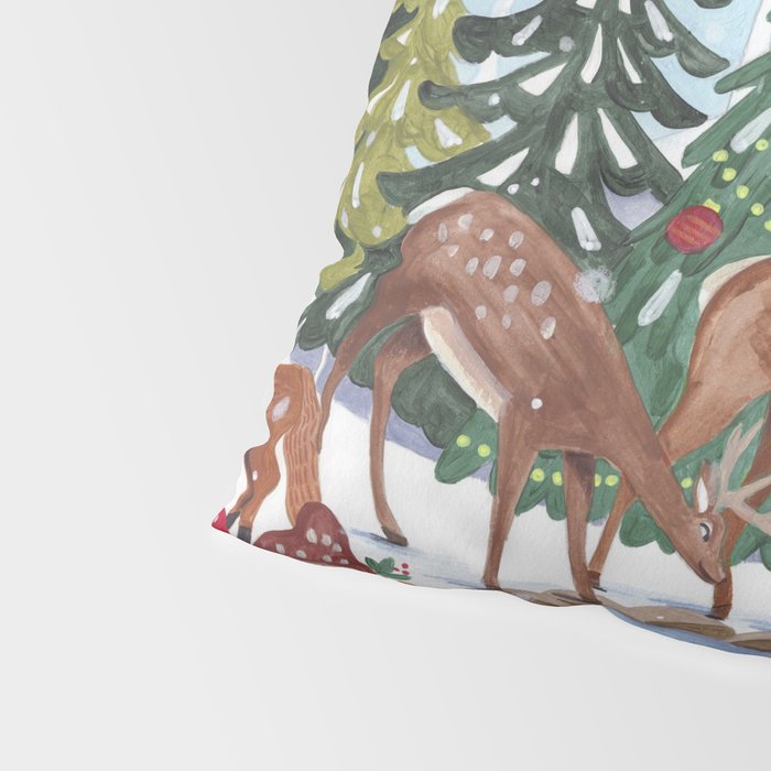 Woodland animals in the Snowy Mountain Forest Pillow Sham Gallery Image 4