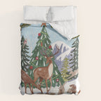 Woodland animals in the Snowy Mountain Forest Duvet Cover Gallery Image 6