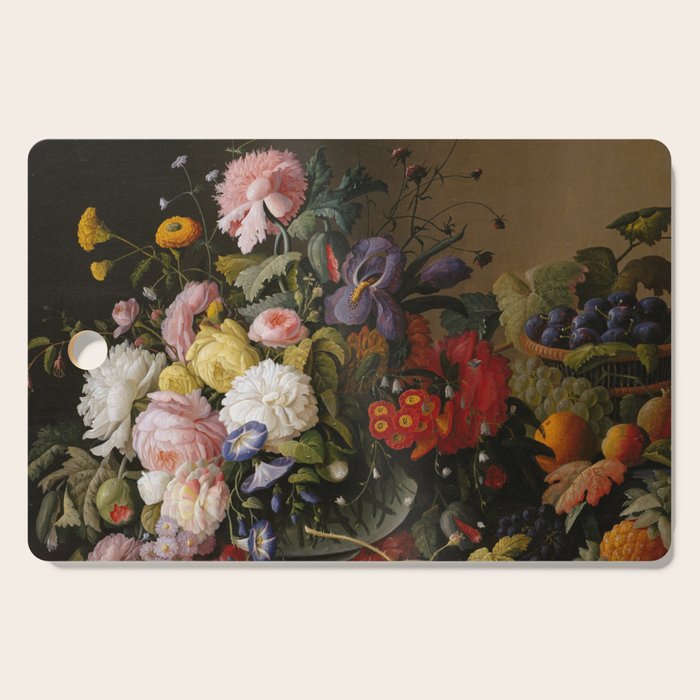 Still Life Flowers and Fruit by Severin Roesen, 1855 Cutting Board Gallery Image 1