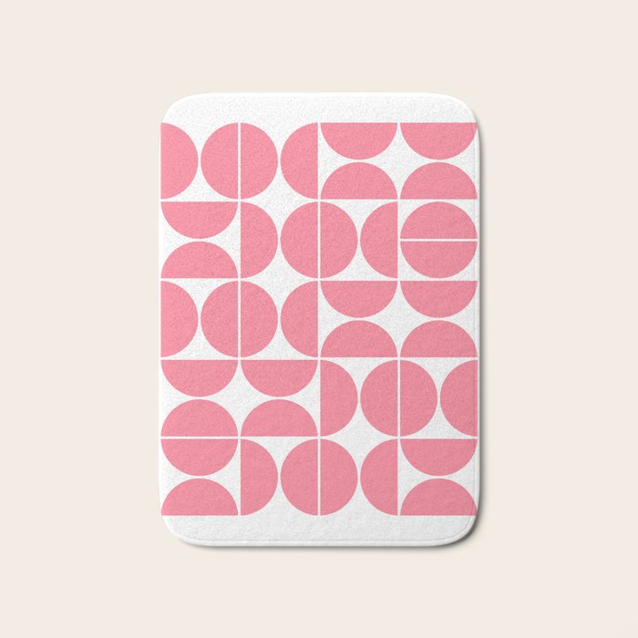 Mid Century Modern Geometric 04 Pink Bath Mat Gallery Image 1