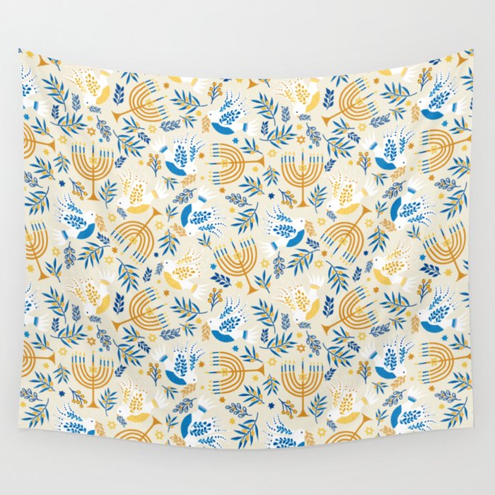 Hanukkah Pattern Wall Tapestry Gallery Image 4