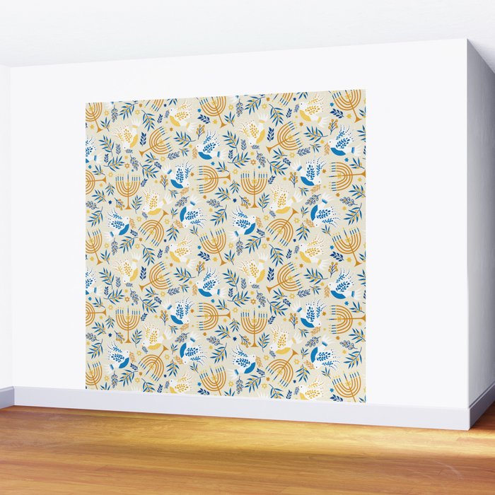 Hanukkah Pattern Wall Mural Gallery Image 2