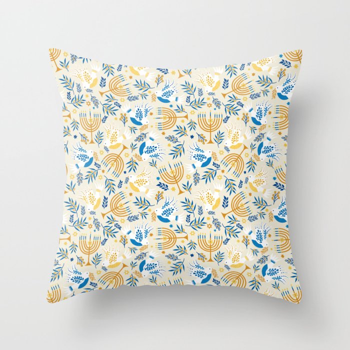 Hanukkah Pattern Throw Pillow Gallery Image 6