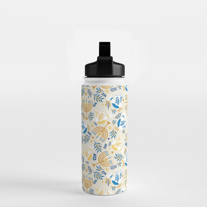 Hanukkah Pattern Water Bottle Gallery Image 2