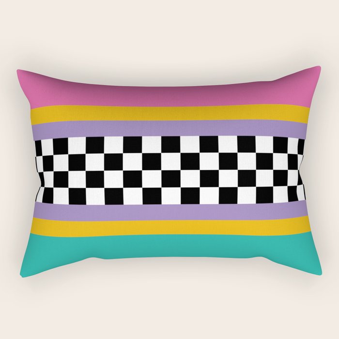 Checkered pattern grid / Vintage 80s / Retro 90s Rectangular Pillow Gallery Image 2
