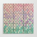 Mermaid Pastel Pink Purple Aqua Teal Wood Wall Art Gallery Image 1