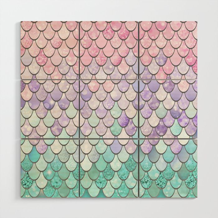 Mermaid Pastel Pink Purple Aqua Teal Wood Wall Art Gallery Image 1